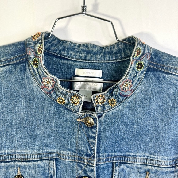 C.J  BANKS JEANS JACKET STRETCH JEANS COAT Y2K PLUS SIZE WOMEN SIZE 3X - Picture 8 of 16